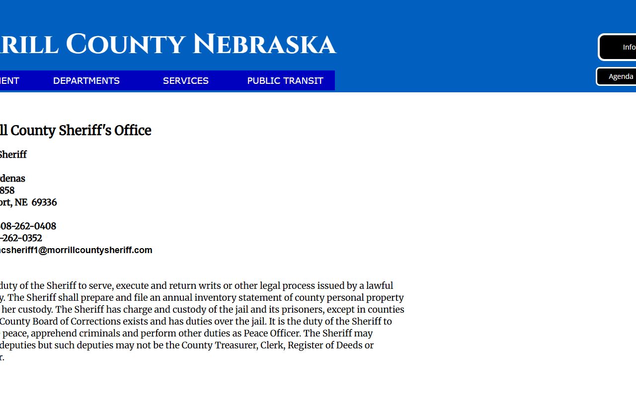 Morrill County jail mugshots sheriff records contact source